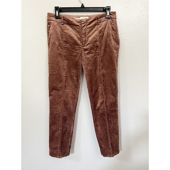 By Anthropologie Brown Retro Velvet Pants Size 4 S Chic Classic Essential Slim - Picture 3 of 9